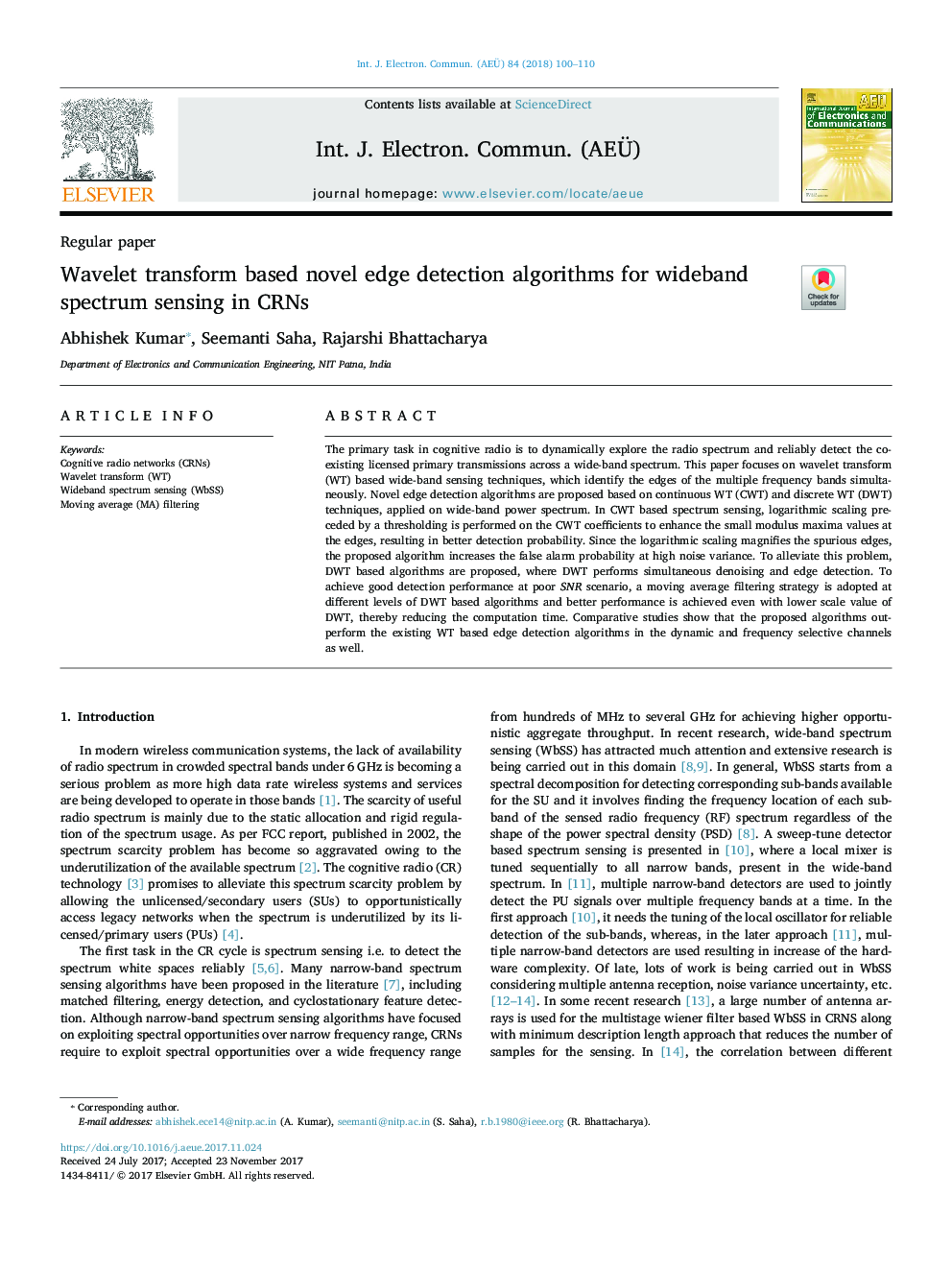 Wavelet transform based novel edge detection algorithms for wideband spectrum sensing in CRNs