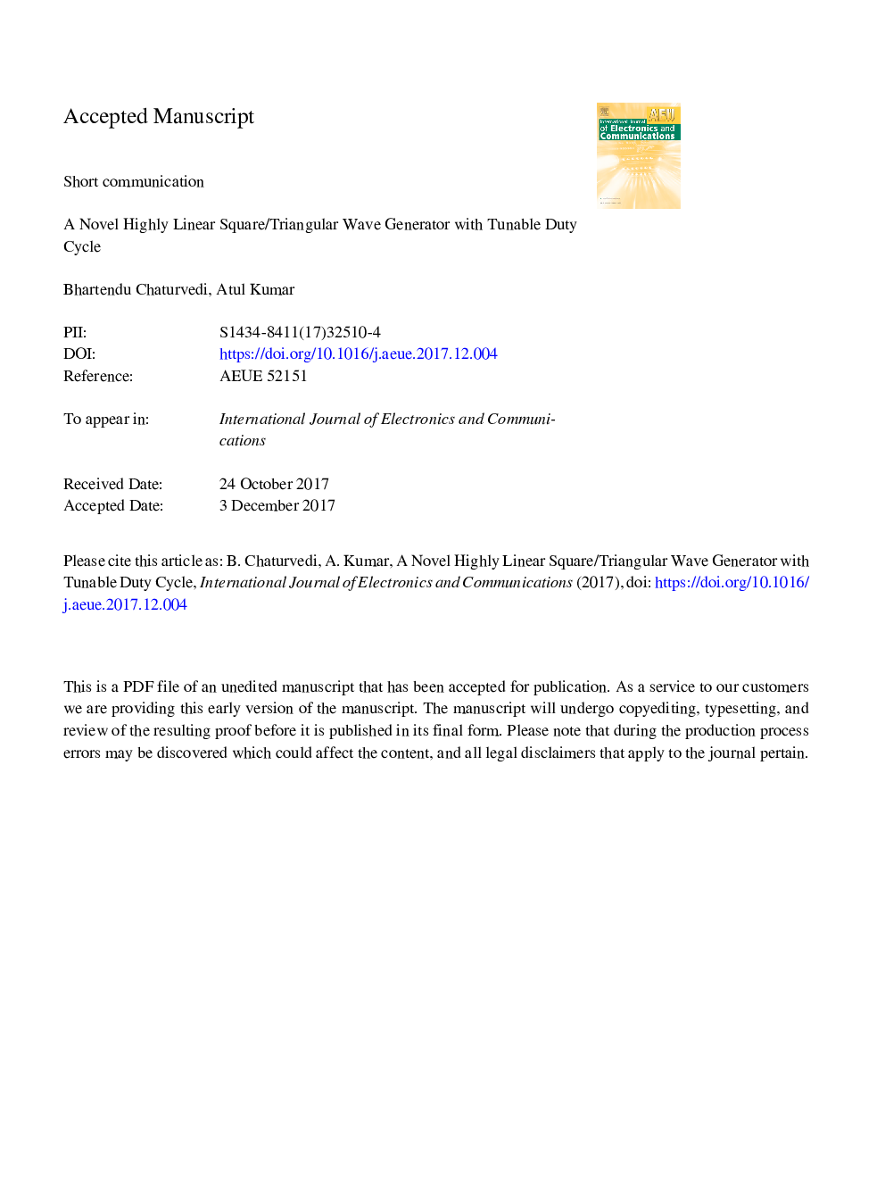 A novel linear square/triangular wave generator with tunable duty cycle