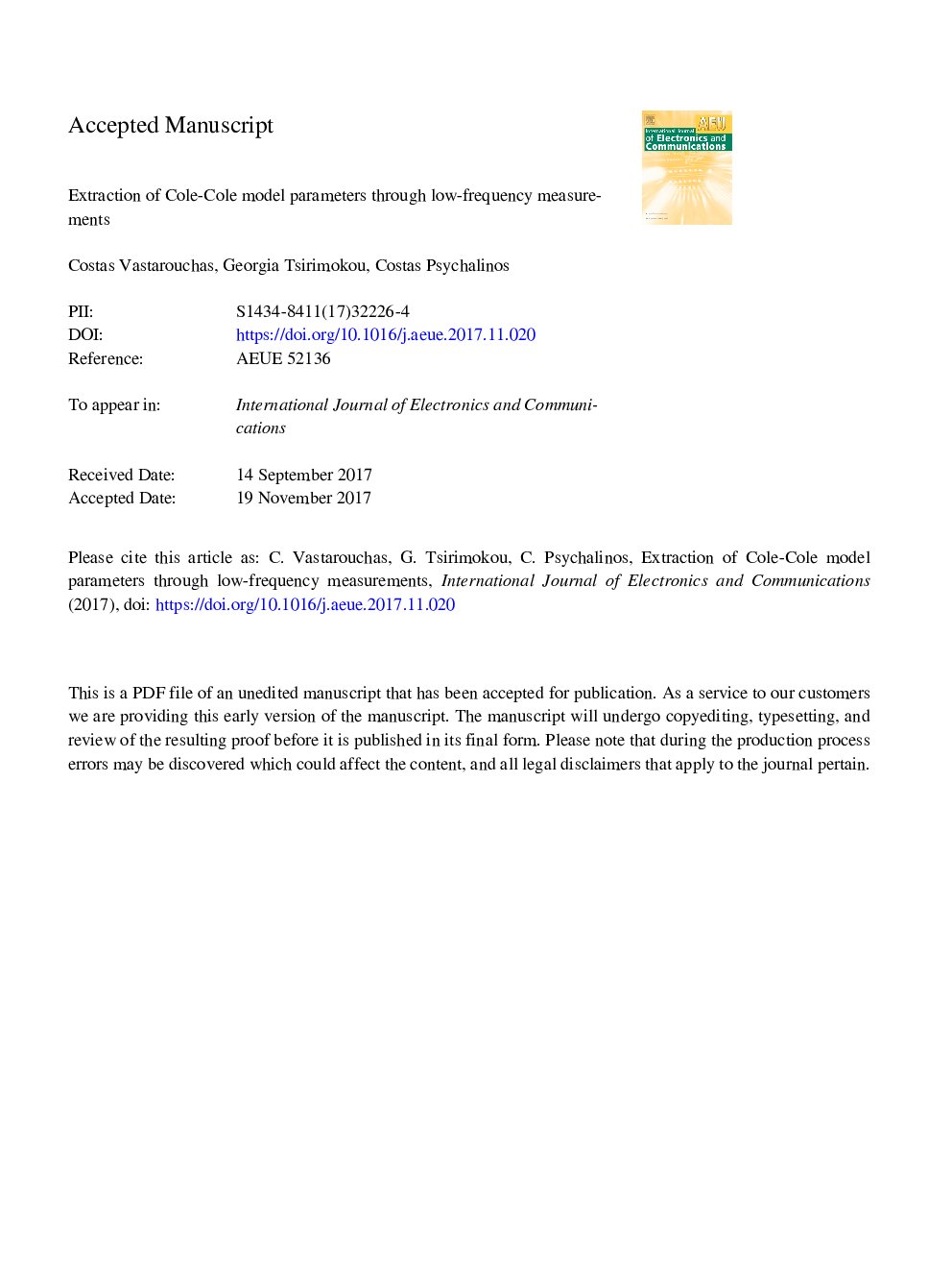 استخراج پارامترهای مدل کول از طریق اندازه گیری های فرکانس پایین 