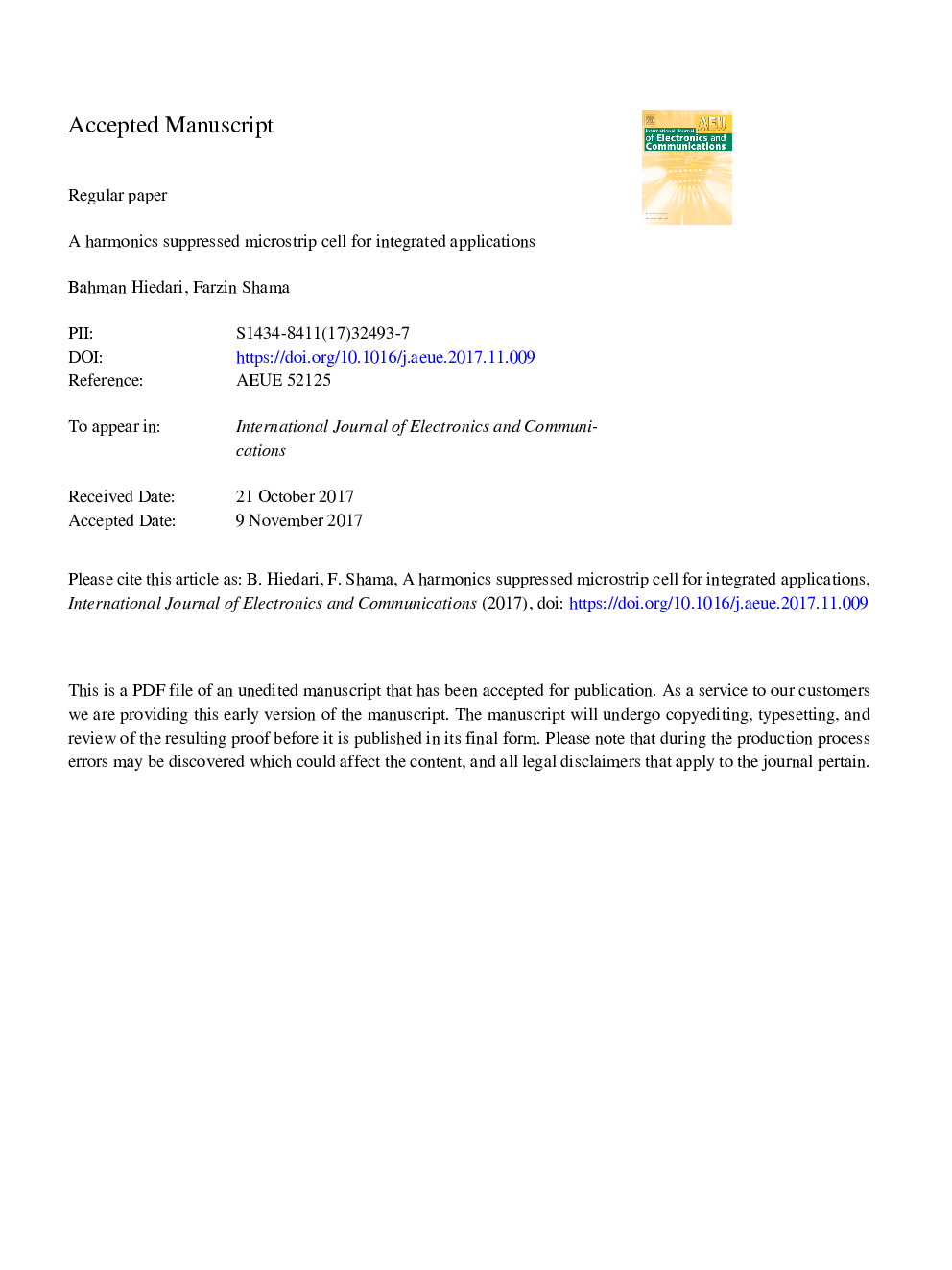 A harmonics suppressed microstrip cell for integrated applications