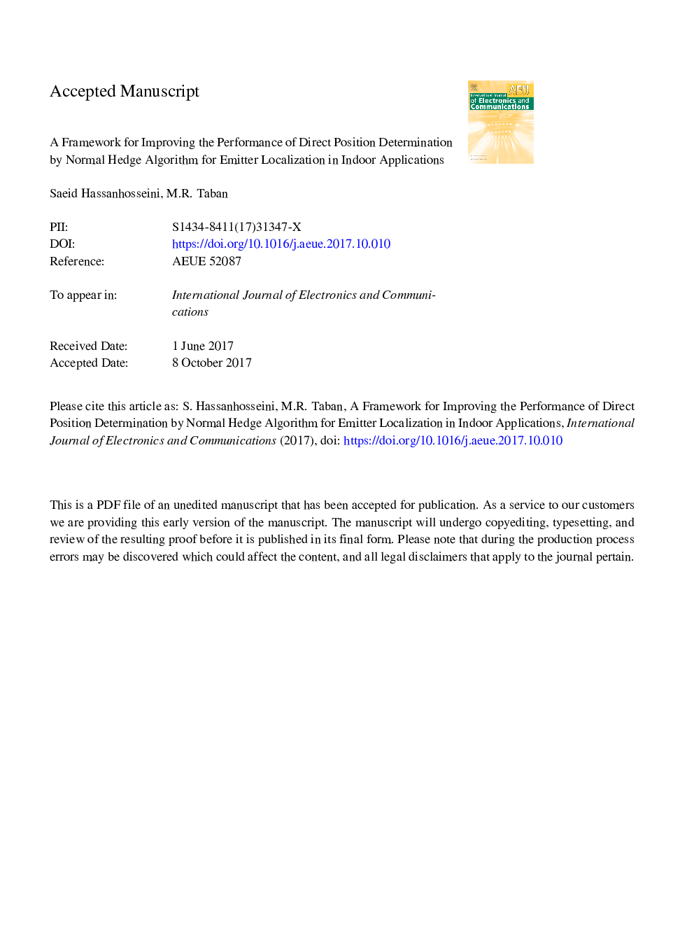 A Framework for Improving the Performance of Direct Position Determination by Normal Hedge Algorithm for Emitter Localization in Indoor Applications