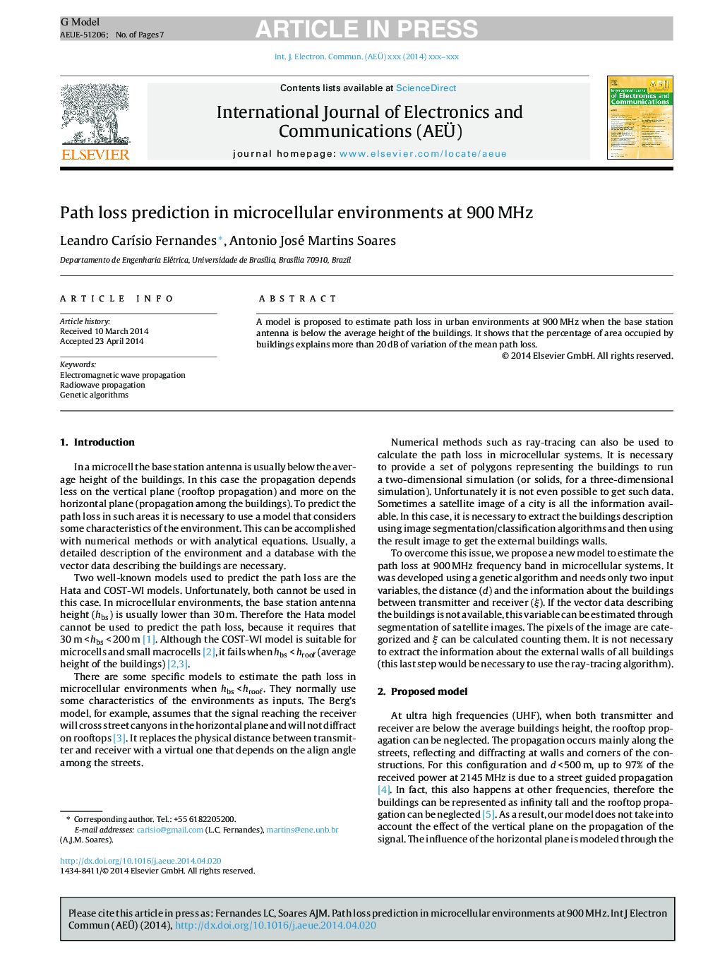 Path loss prediction in microcellular environments at 900Â MHz