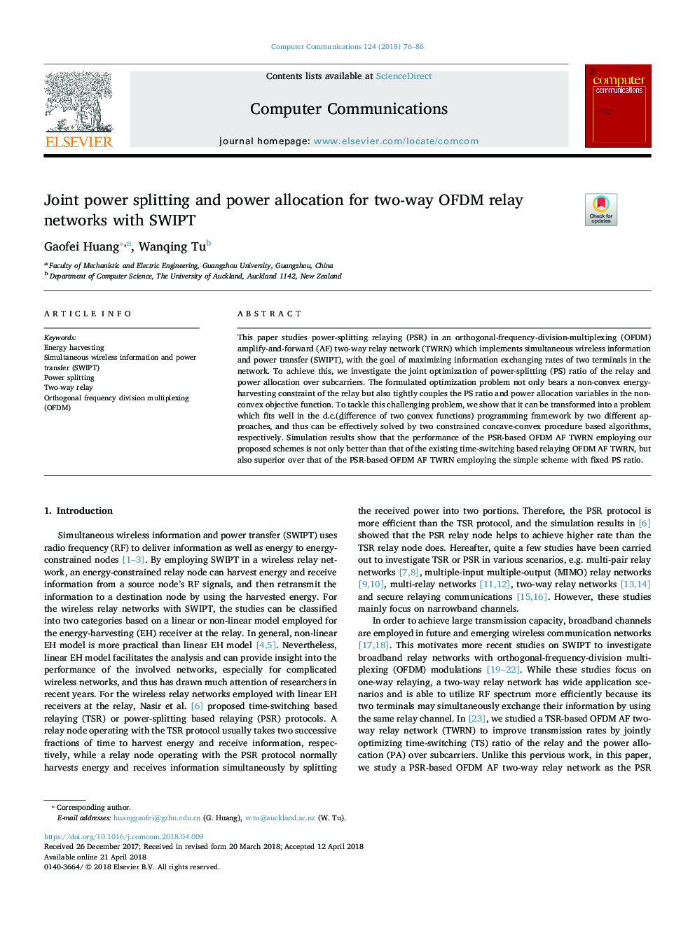 Joint power splitting and power allocation for two-way OFDM relay networks with SWIPT