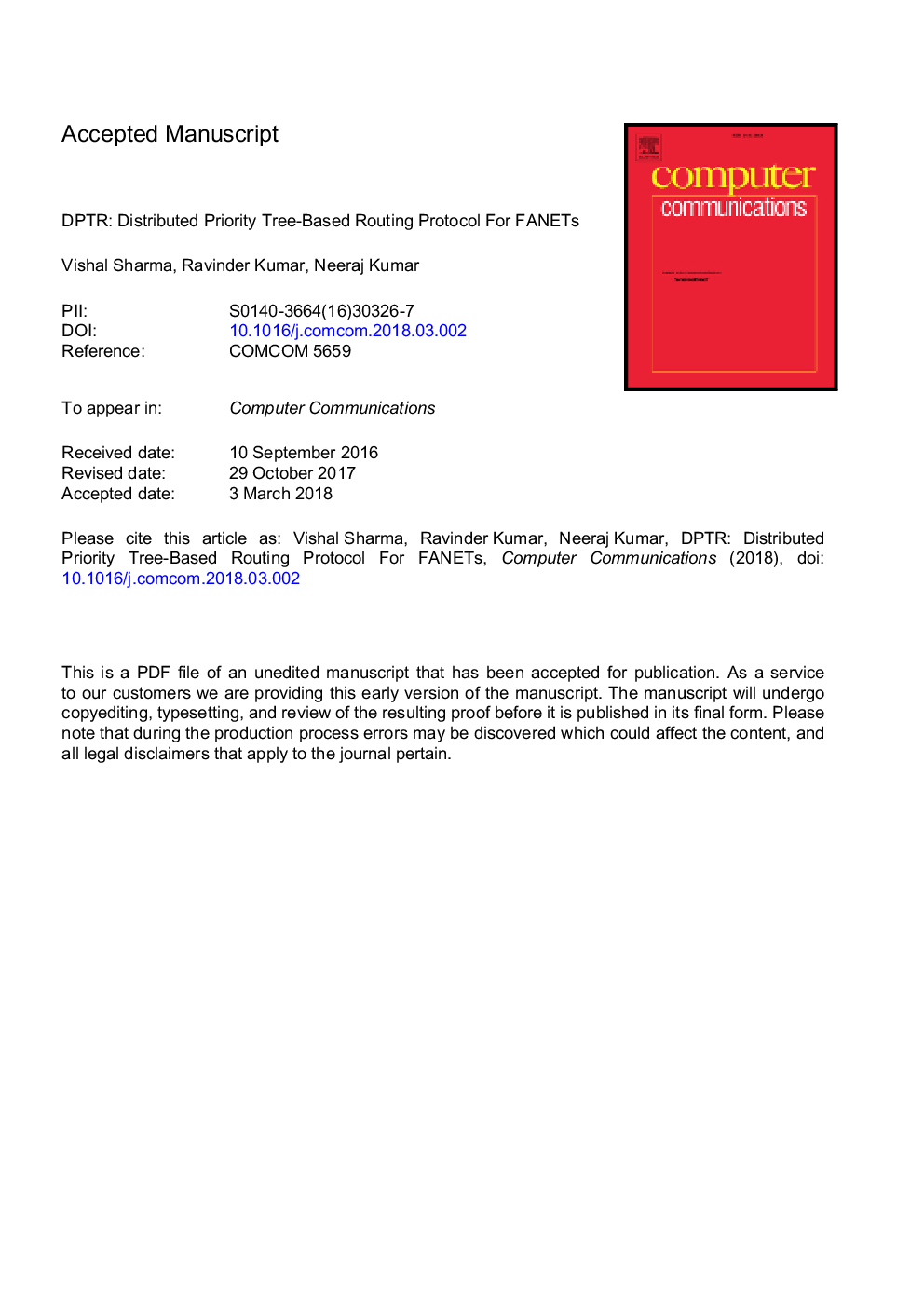 DPTR: Distributed priority tree-based routing protocol for FANETs