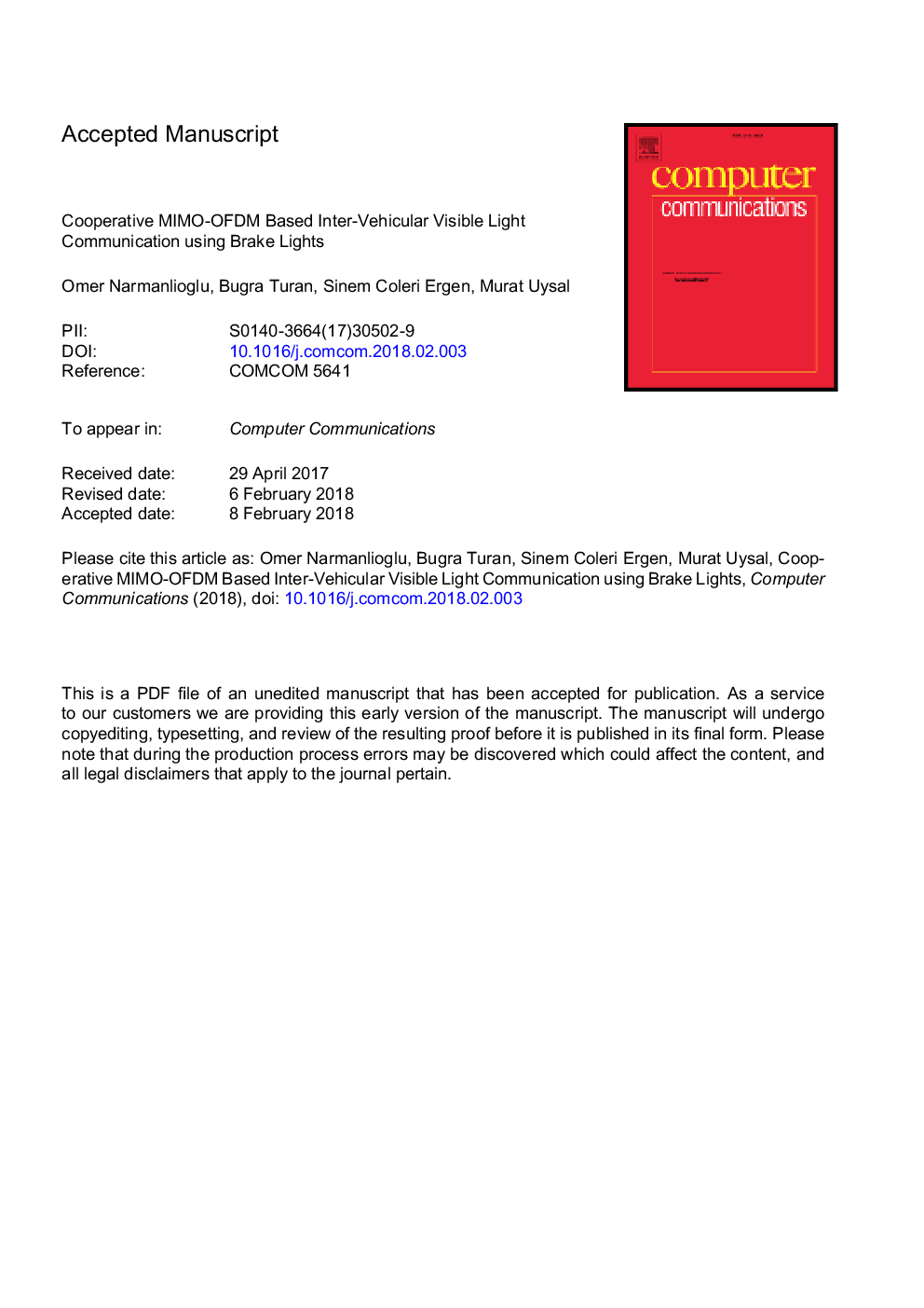 Cooperative MIMO-OFDM based inter-vehicular visible light communication using brake lights