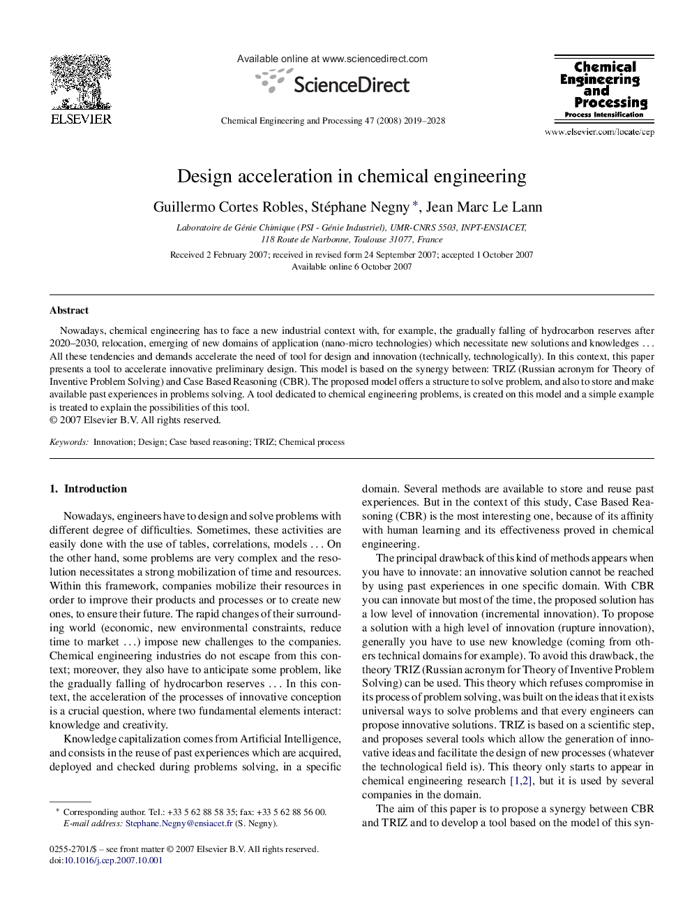 Design acceleration in chemical engineering