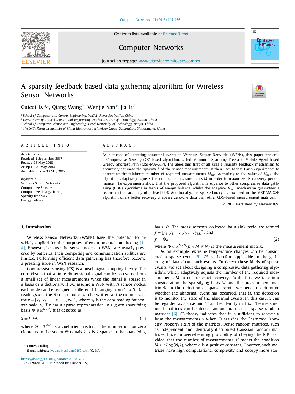 A sparsity feedback-based data gathering algorithm for Wireless Sensor Networks