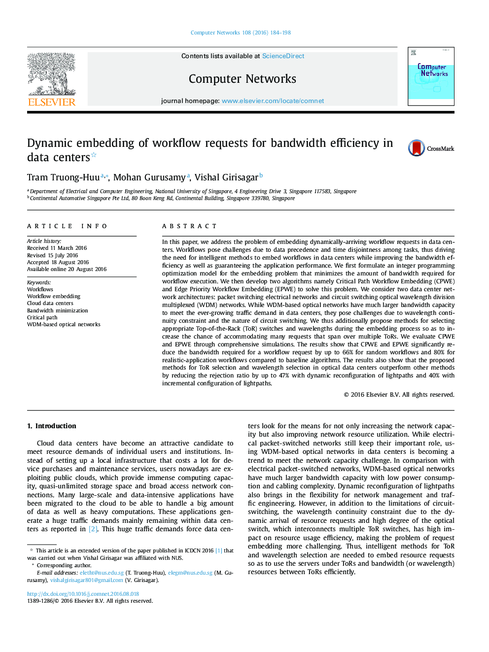 Dynamic embedding of workflow requests for bandwidth efficiency in data centers