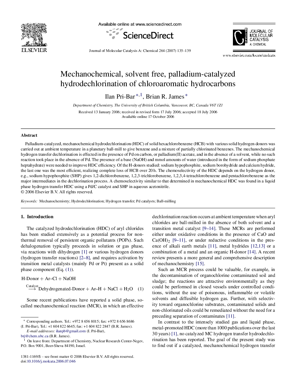 Mechanochemical, solvent free, palladium-catalyzed hydrodechlorination of chloroaromatic hydrocarbons