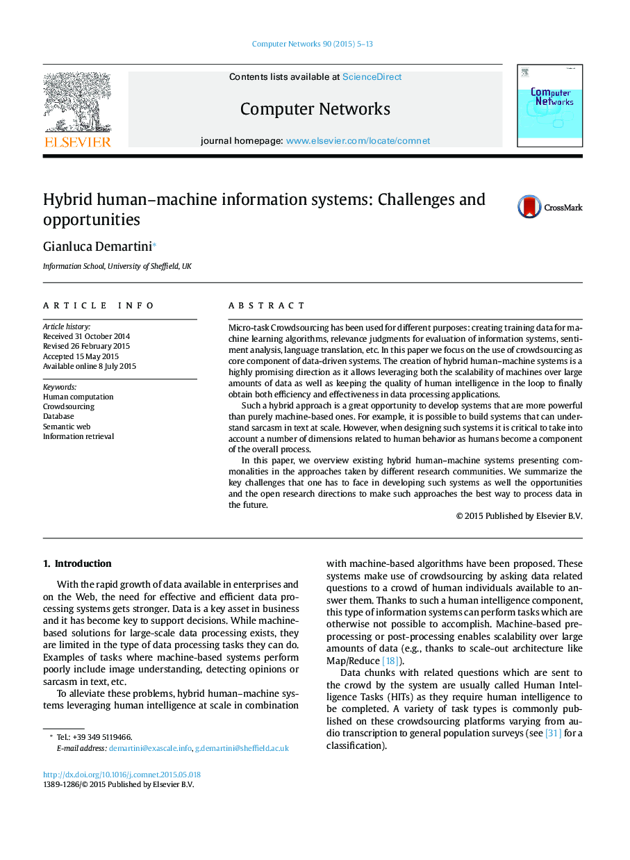 Hybrid human-machine information systems: Challenges and opportunities