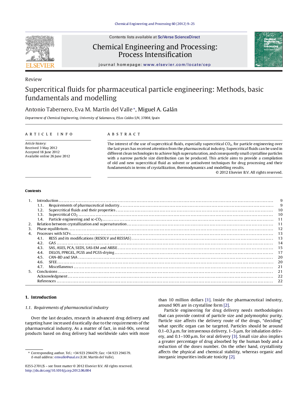 Supercritical fluids for pharmaceutical particle engineering: Methods, basic fundamentals and modelling