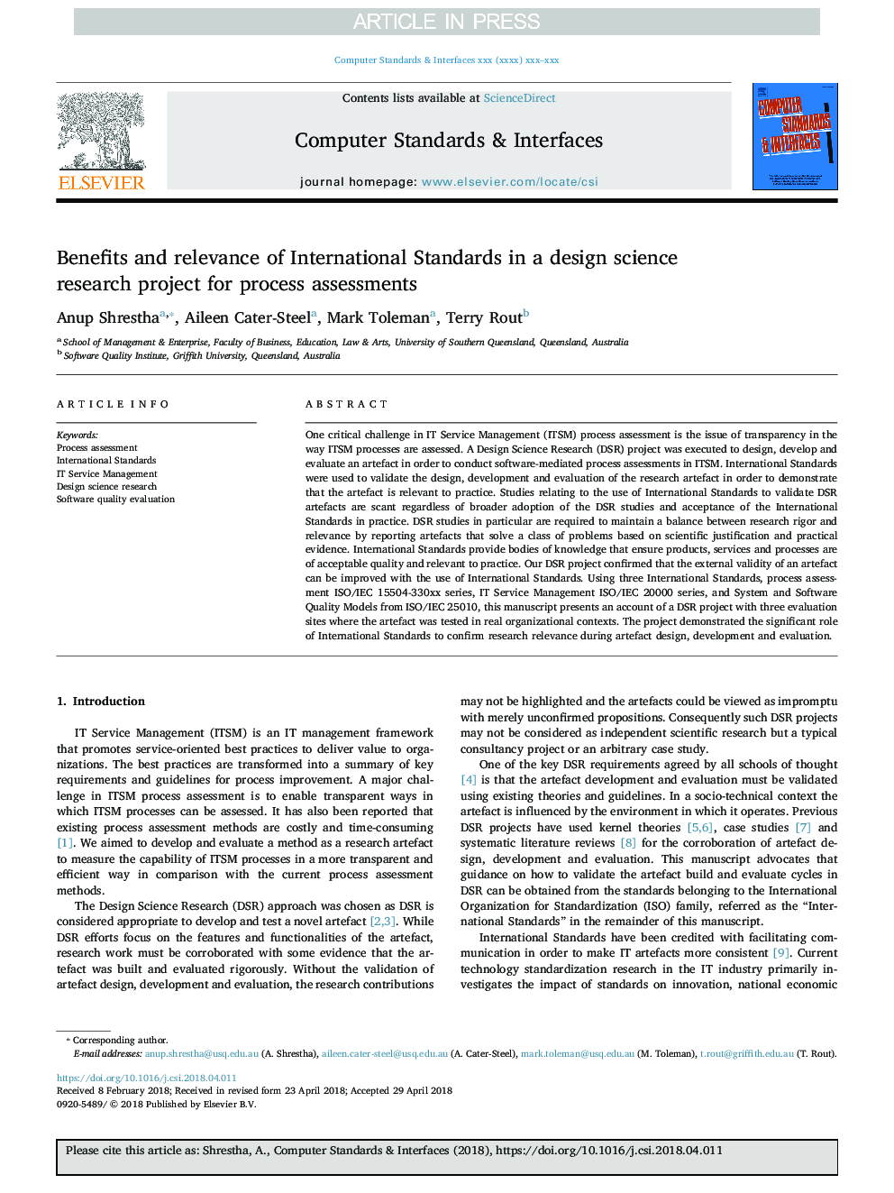 مزایا و معیارهای استانداردهای بین المللی در یک تحقیق علمی طراحی علمی برای ارزیابی فرآیند 