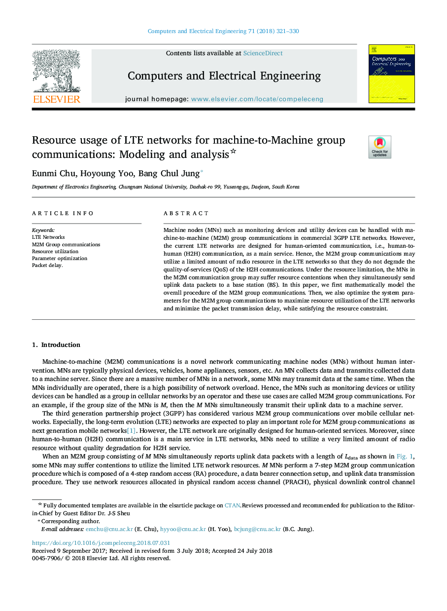 Resource usage of LTE networks for machine-to-Machine group communications: Modeling and analysis