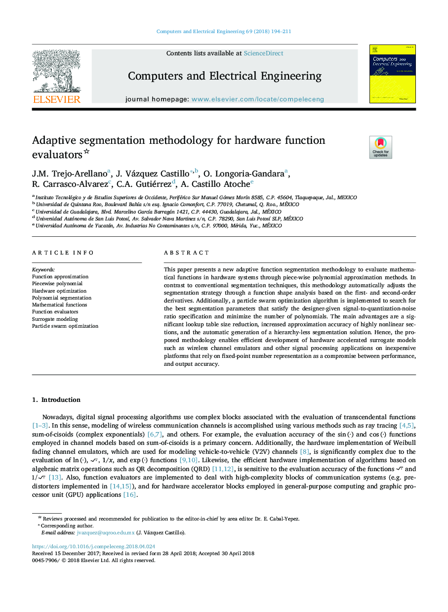 Adaptive segmentation methodology for hardware function evaluators