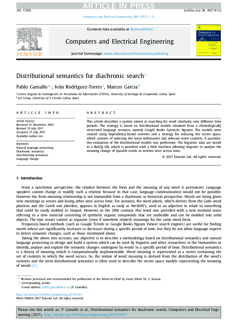 Distributional semantics for diachronic search