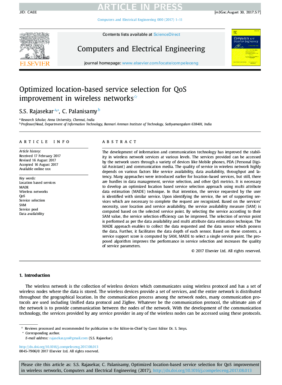 Optimized location-based service selection for QoS improvement in wireless networks