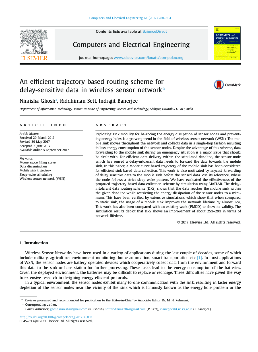 An efficient trajectory based routing scheme for delay-sensitive data in wireless sensor network