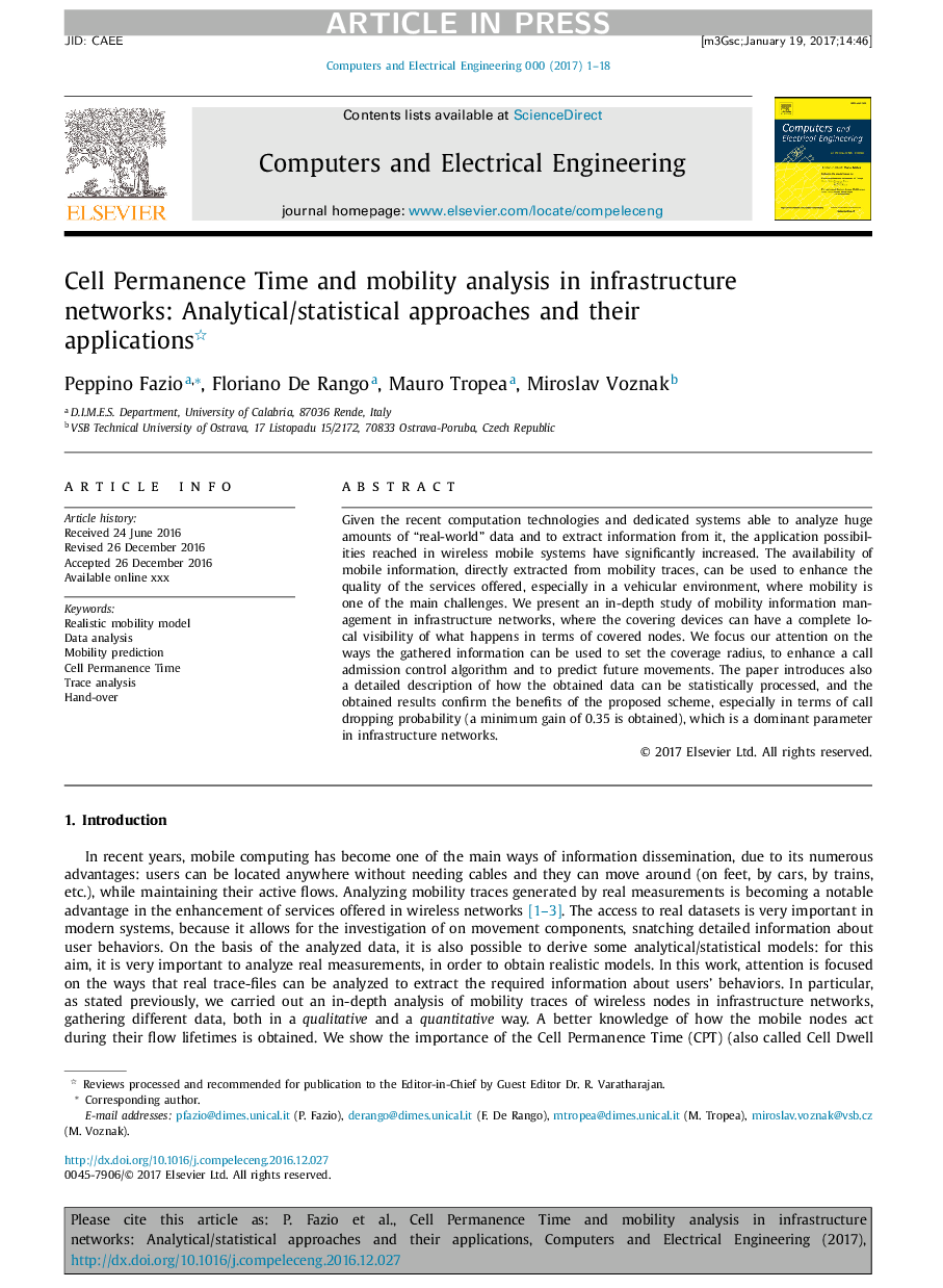 Cell Permanence Time and mobility analysis in infrastructure networks: Analytical/statistical approaches and their applications