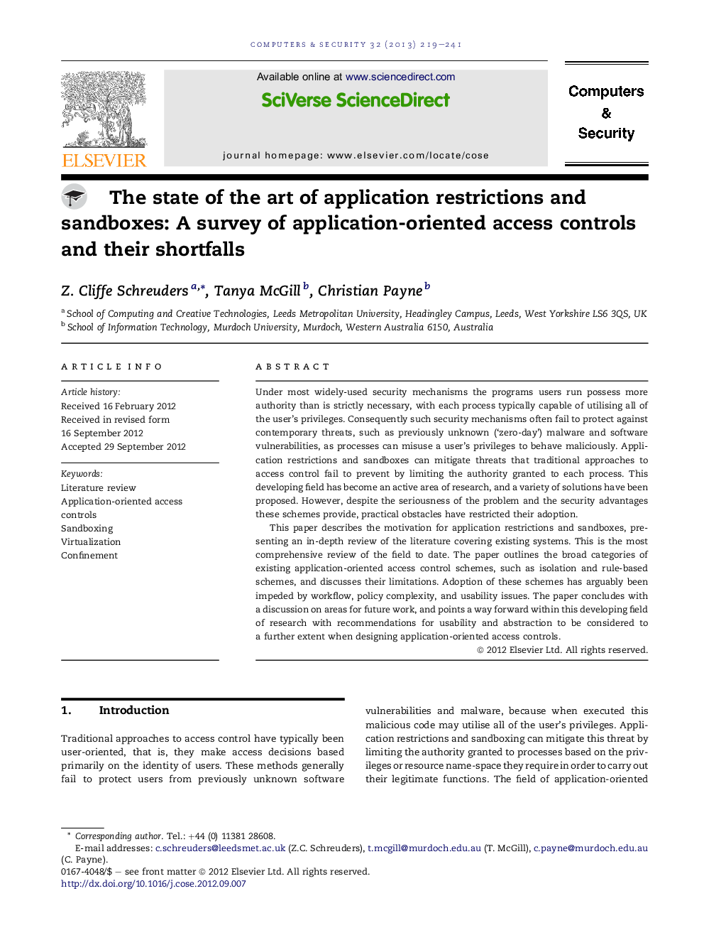 The state of the art of application restrictions and sandboxes: A survey of application-oriented access controls and their shortfalls