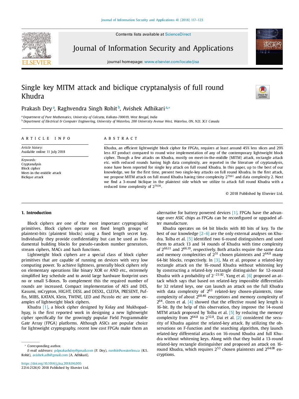 Single key MITM attack and biclique cryptanalysis of full round Khudra