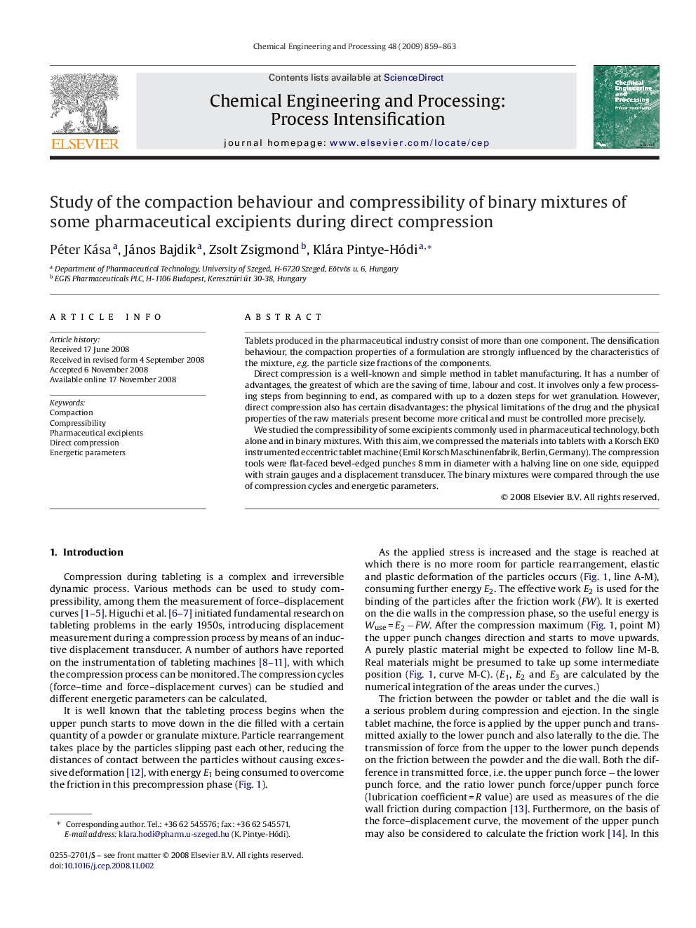 Study of the compaction behaviour and compressibility of binary mixtures of some pharmaceutical excipients during direct compression