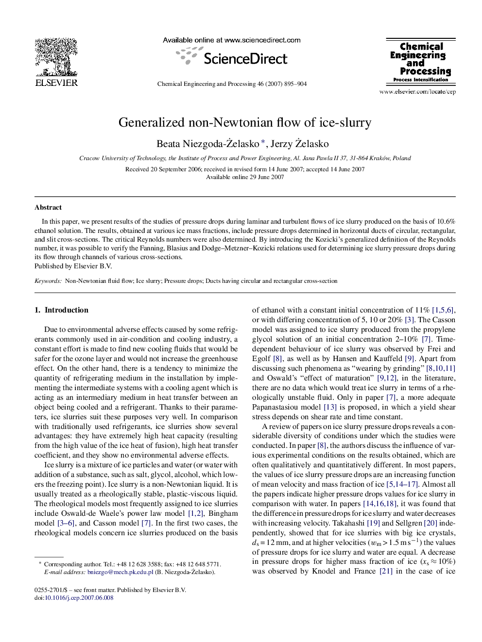 Generalized non-Newtonian flow of ice-slurry