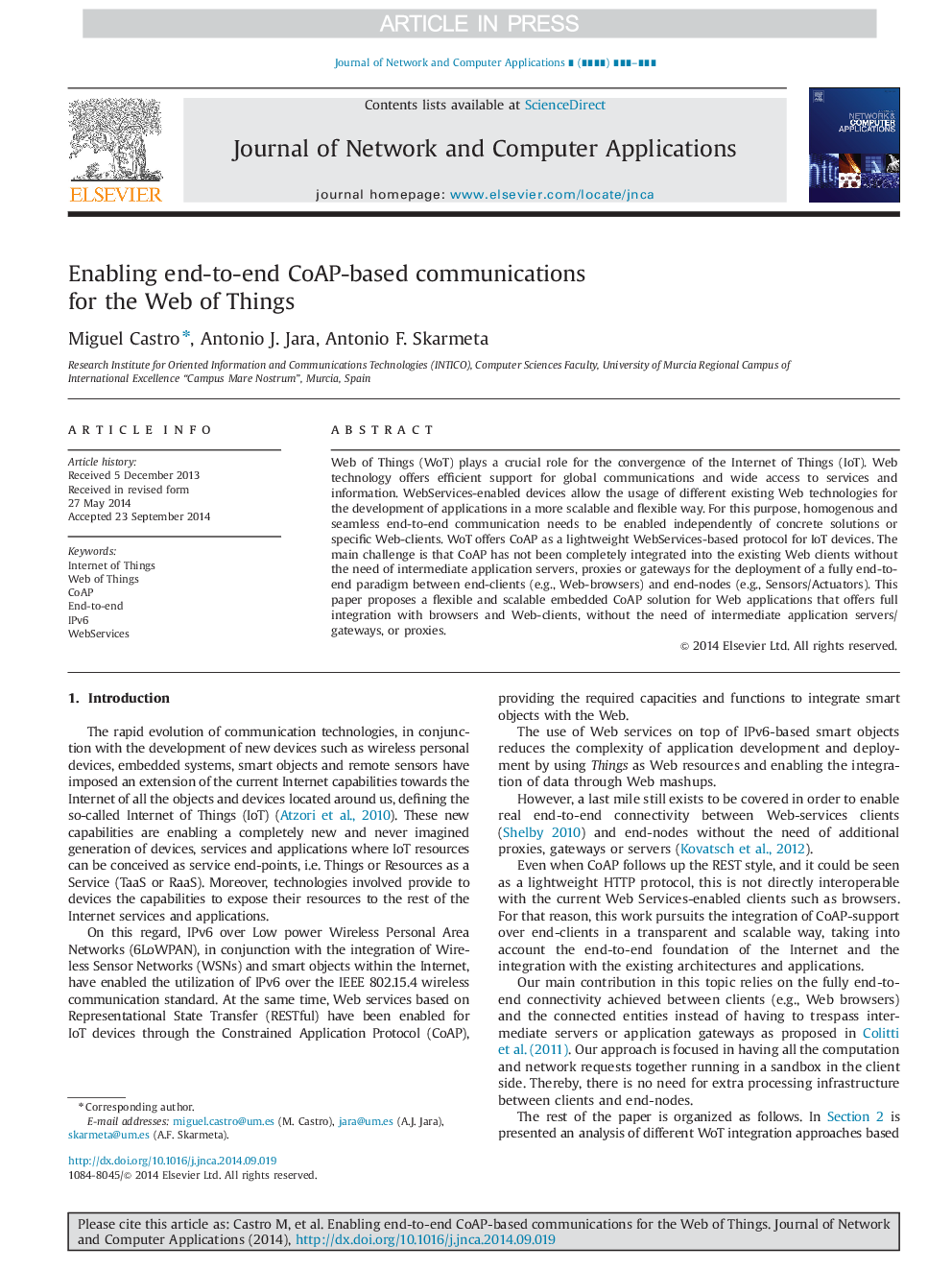 Enabling end-to-end CoAP-based communications for the Web of Things