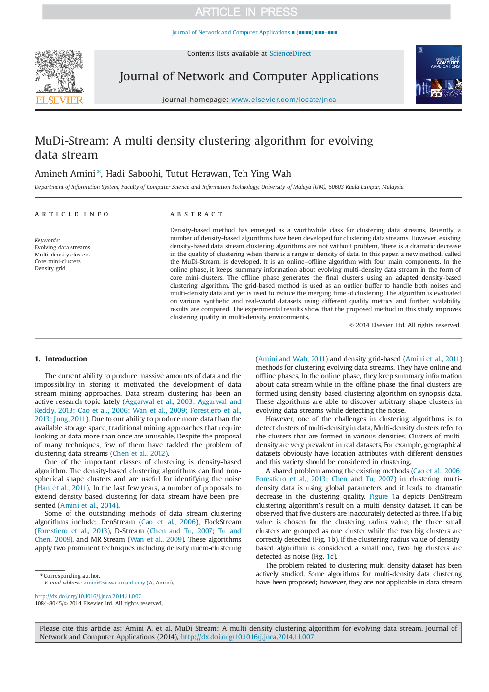 MuDi-Stream: A multi density clustering algorithm for evolving data stream