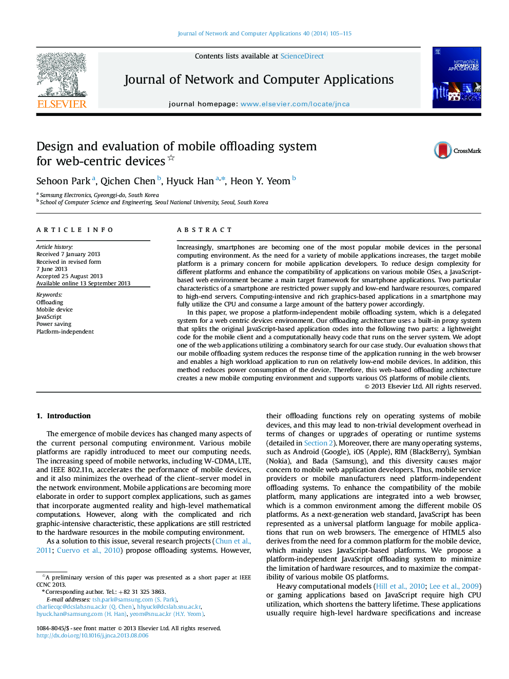 Design and evaluation of mobile offloading system for web-centric devices