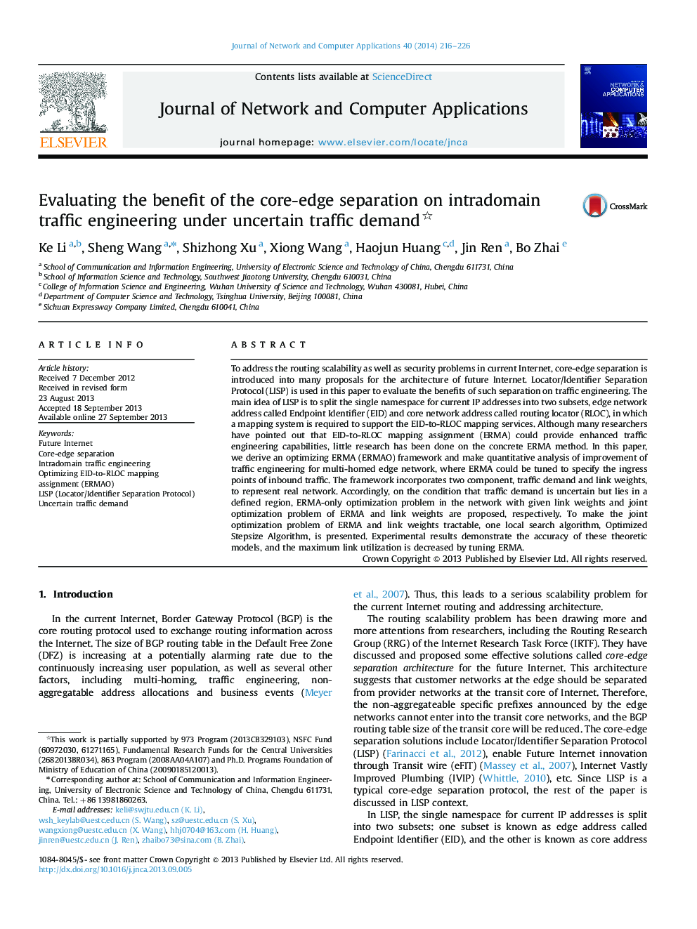 Evaluating the benefit of the core-edge separation on intradomain traffic engineering under uncertain traffic demand