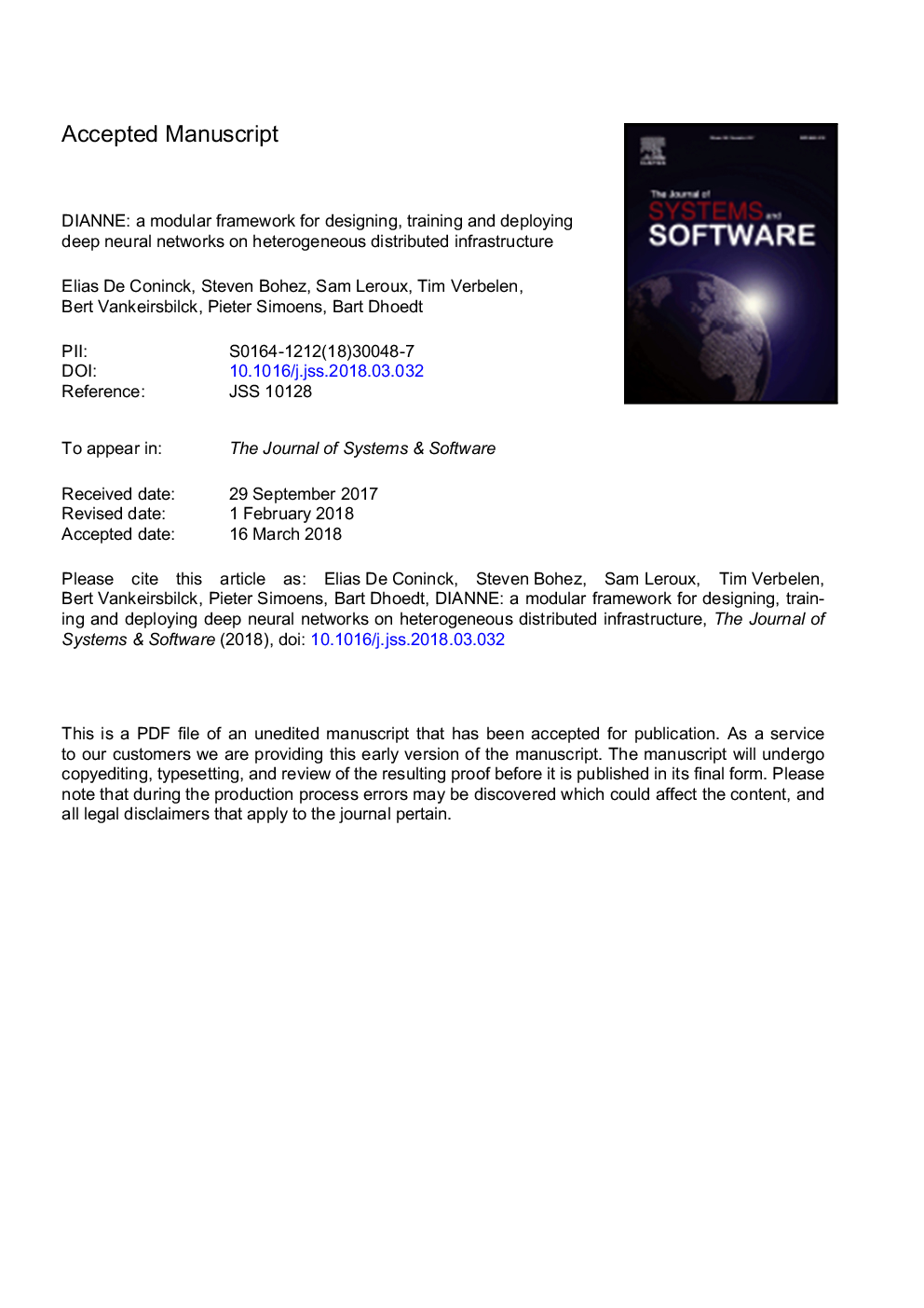 DIANNE: a modular framework for designing, training and deploying deep neural networks on heterogeneous distributed infrastructure