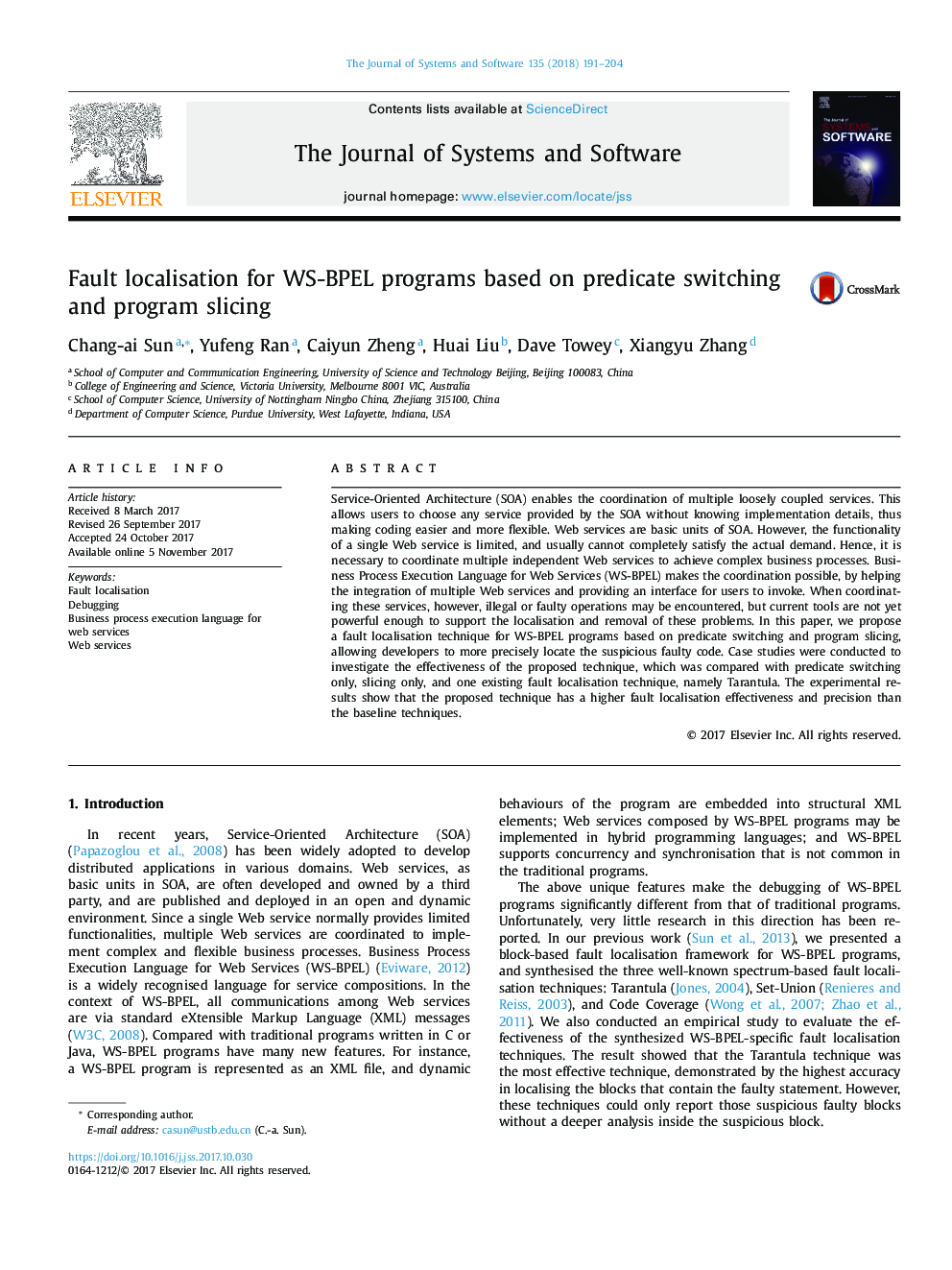 Fault localisation for WS-BPEL programs based on predicate switching and program slicing