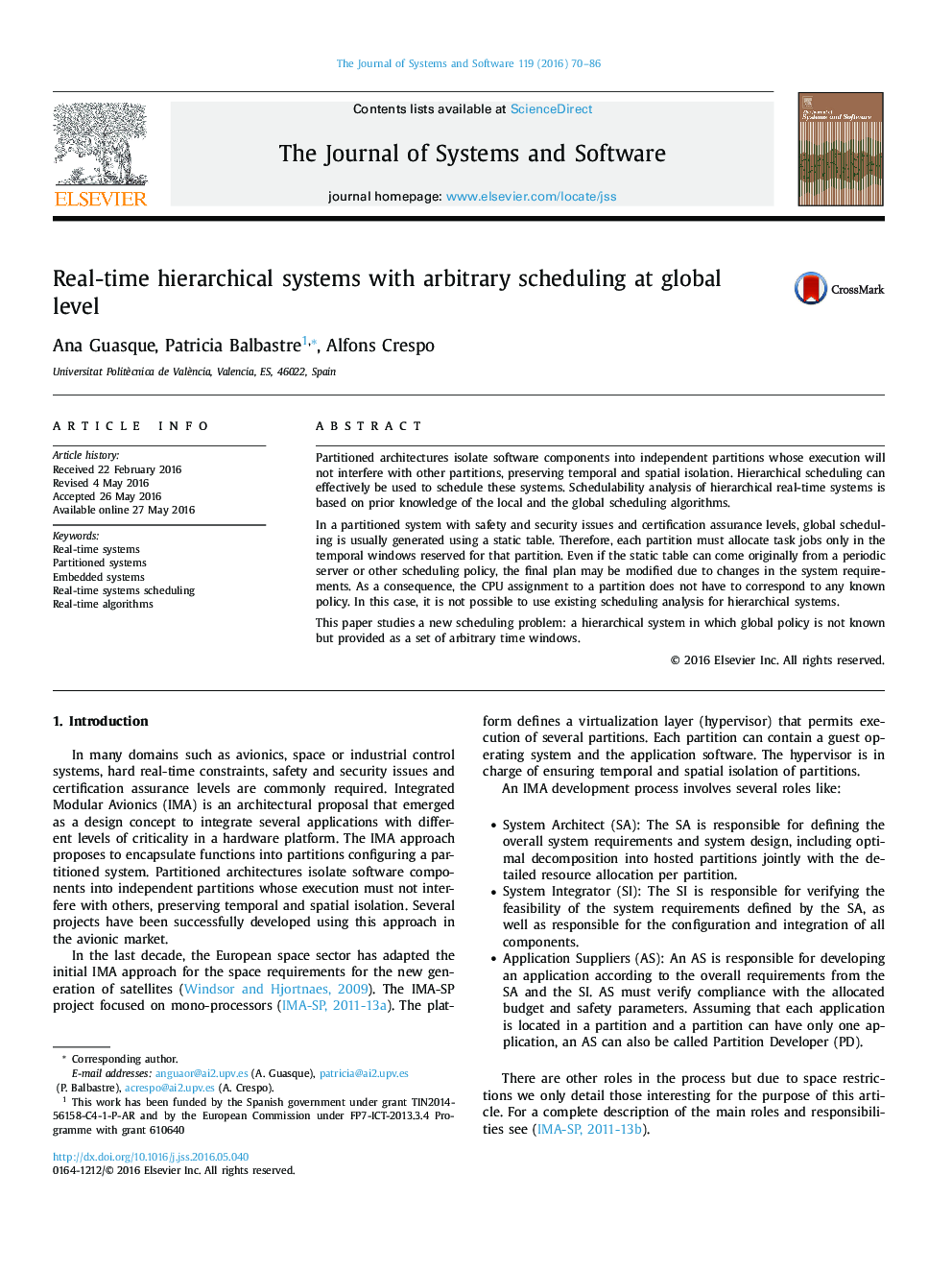 Real-time hierarchical systems with arbitrary scheduling at global level