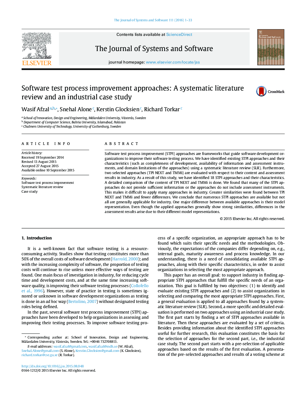 Software test process improvement approaches: A systematic literature review and an industrial case study