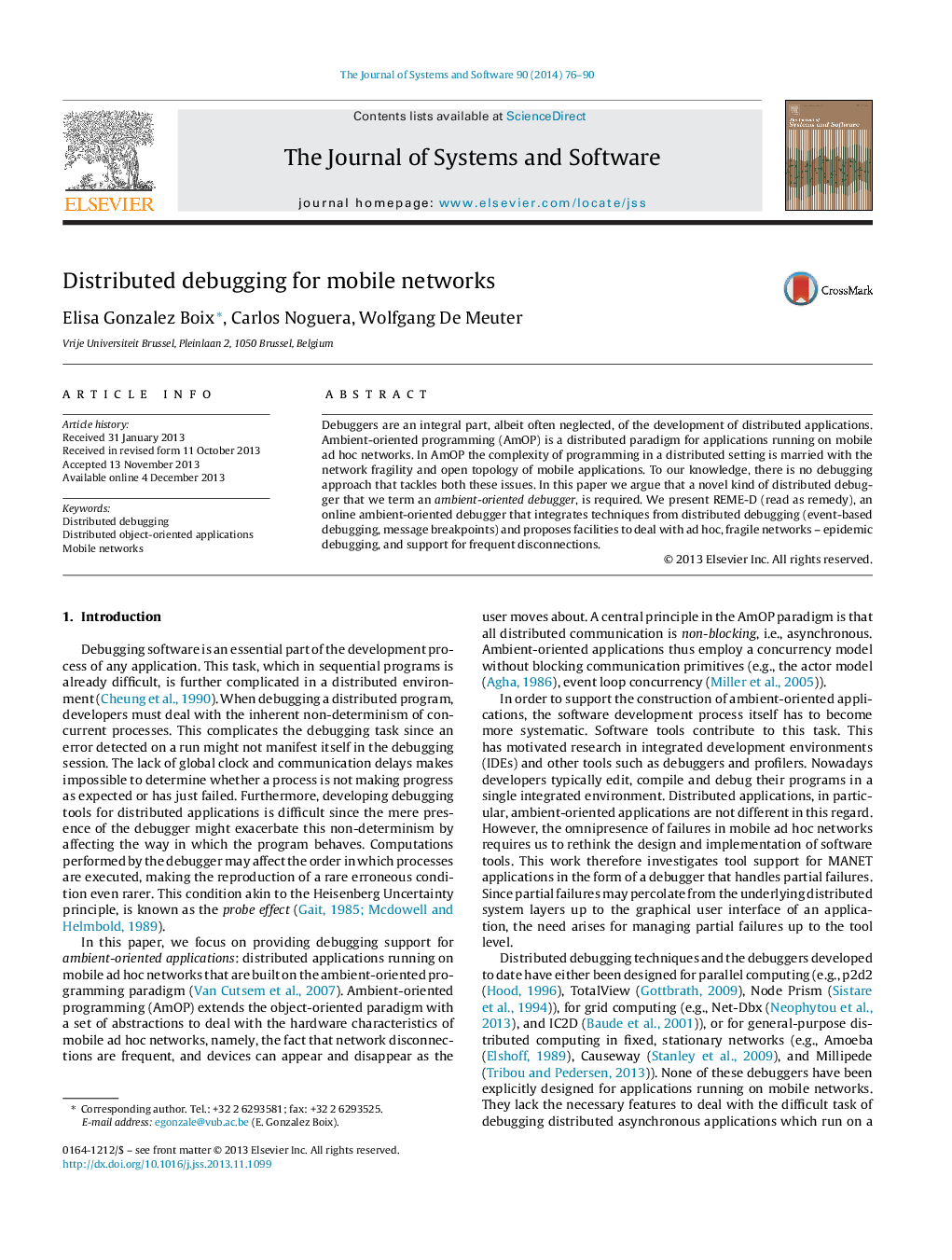 Distributed debugging for mobile networks