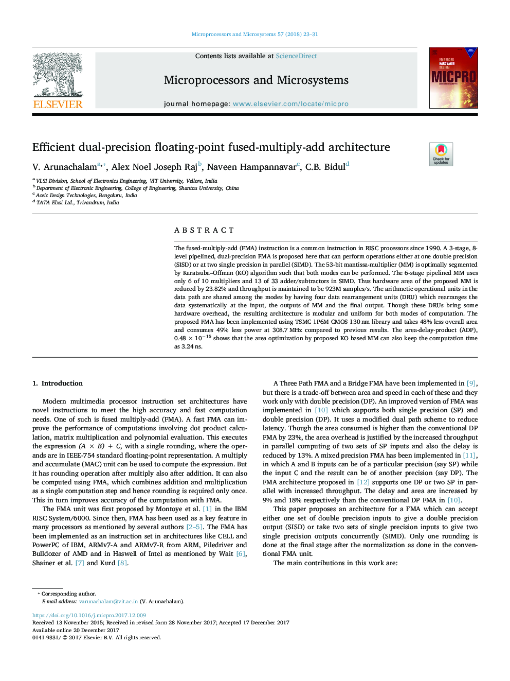 Efficient dual-precision floating-point fused-multiply-add architecture