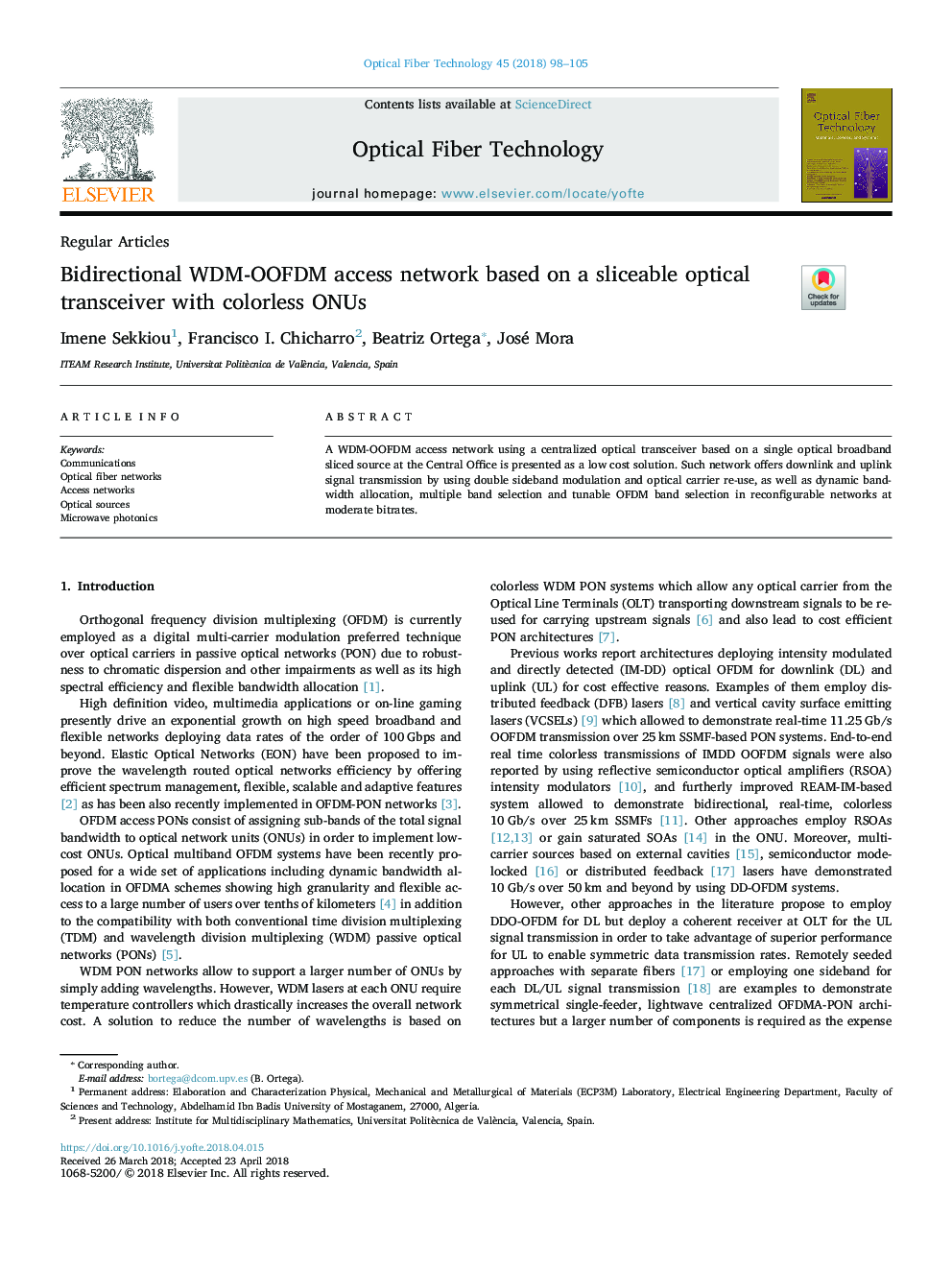 Bidirectional WDM-OOFDM access network based on a sliceable optical transceiver with colorless ONUs