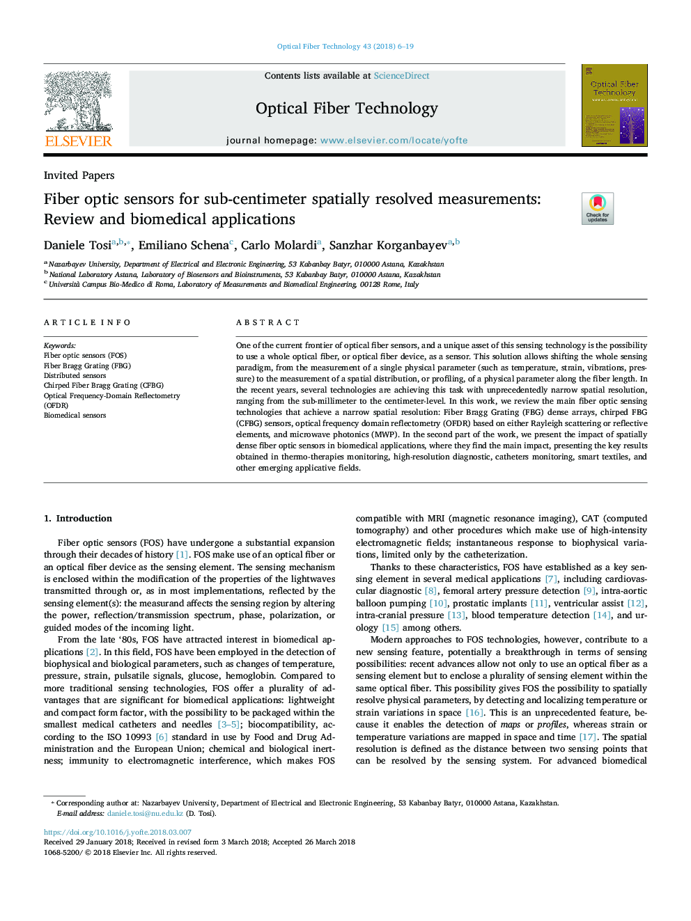 Fiber optic sensors for sub-centimeter spatially resolved measurements: Review and biomedical applications