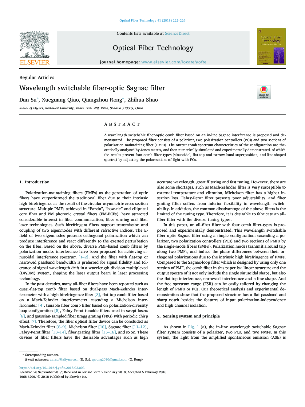 Wavelength switchable fiber-optic Sagnac filter