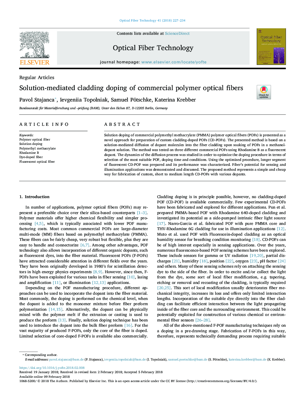 Solution-mediated cladding doping of commercial polymer optical fibers