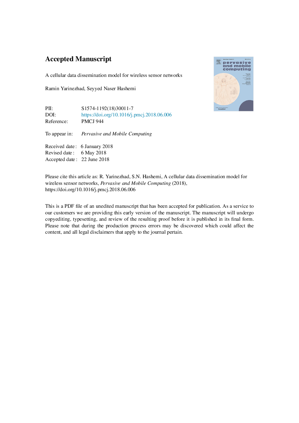 A cellular data dissemination model for wireless sensor networks