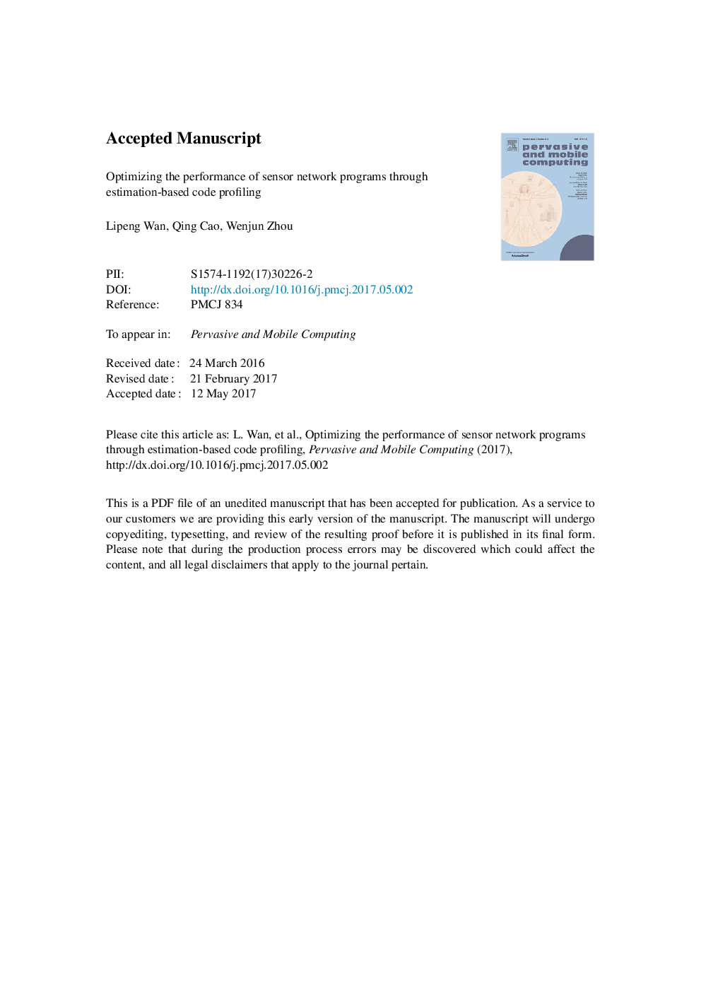 Optimizing the performance of sensor network programs through estimation-based code profiling