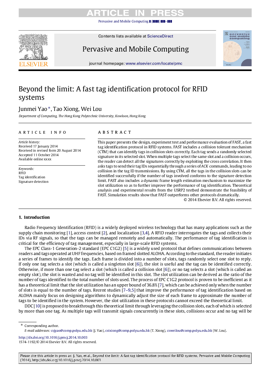 Beyond the limit: A fast tag identification protocol for RFID systems