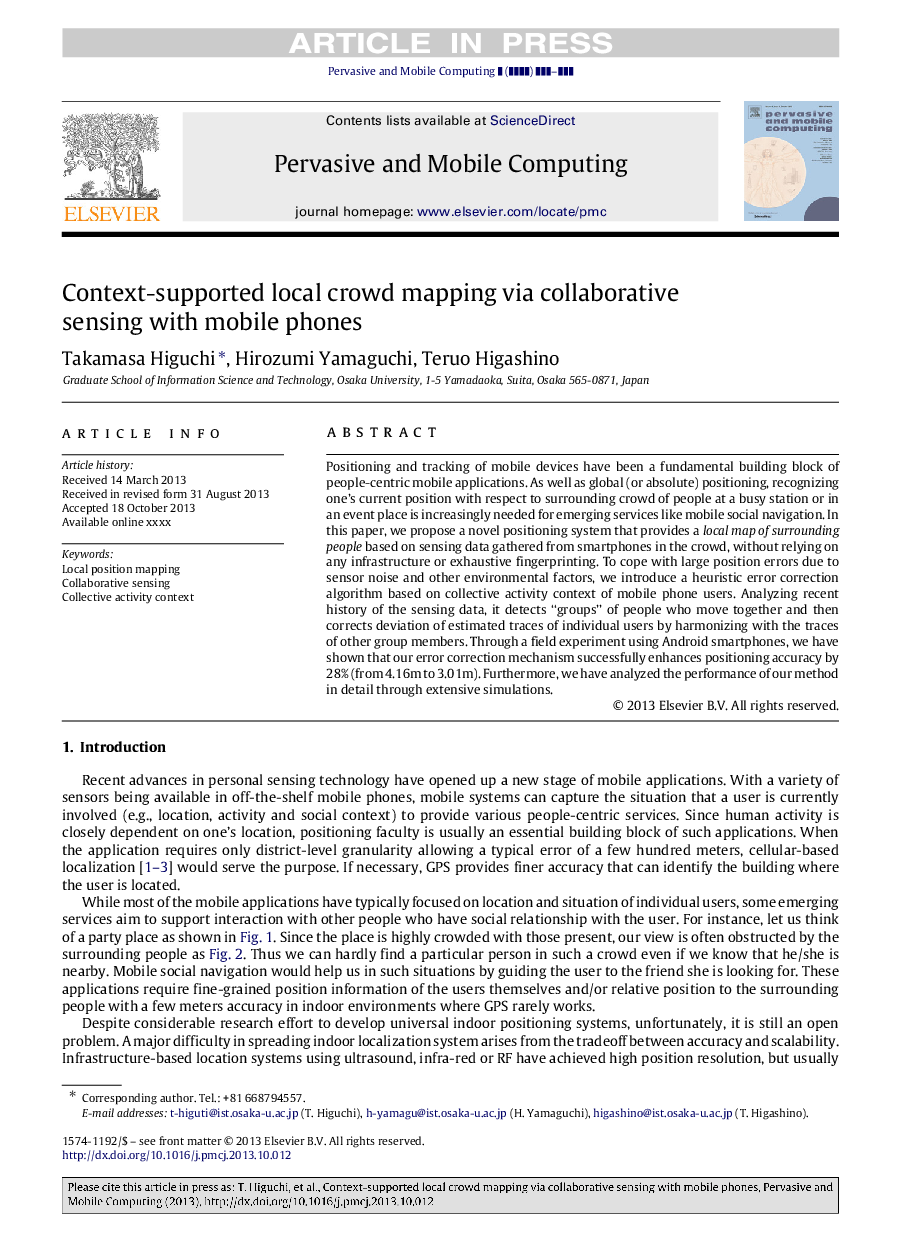 Context-supported local crowd mapping via collaborative sensing with mobile phones