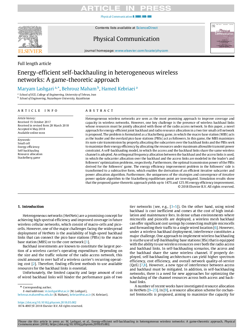 Energy-efficient self-backhauling in heterogeneous wireless networks: A game-theoretic approach