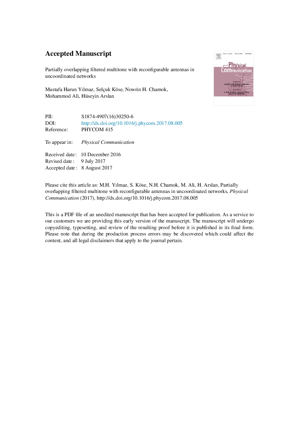 Partially overlapping filtered multitone with reconfigurable antennas in uncoordinated networks