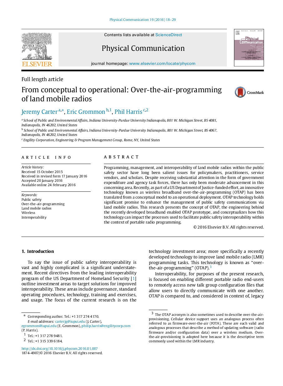 From conceptual to operational: Over-the-air-programming of land mobile radios