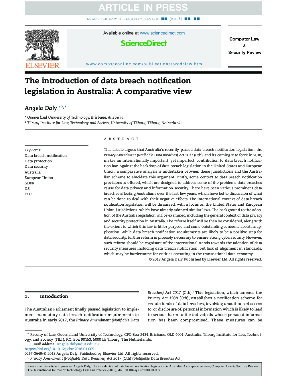 معرفی قوانین اطلاع رسانی نقض اطلاعات در استرالیا: دیدگاه مقایسه ای 