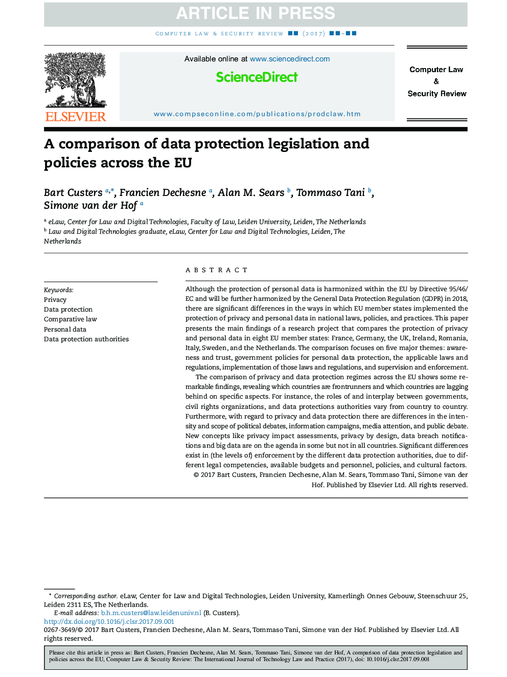 مقایسه مقررات و سیاست های حفاظت از اطلاعات در سراسر اتحادیه اروپا 