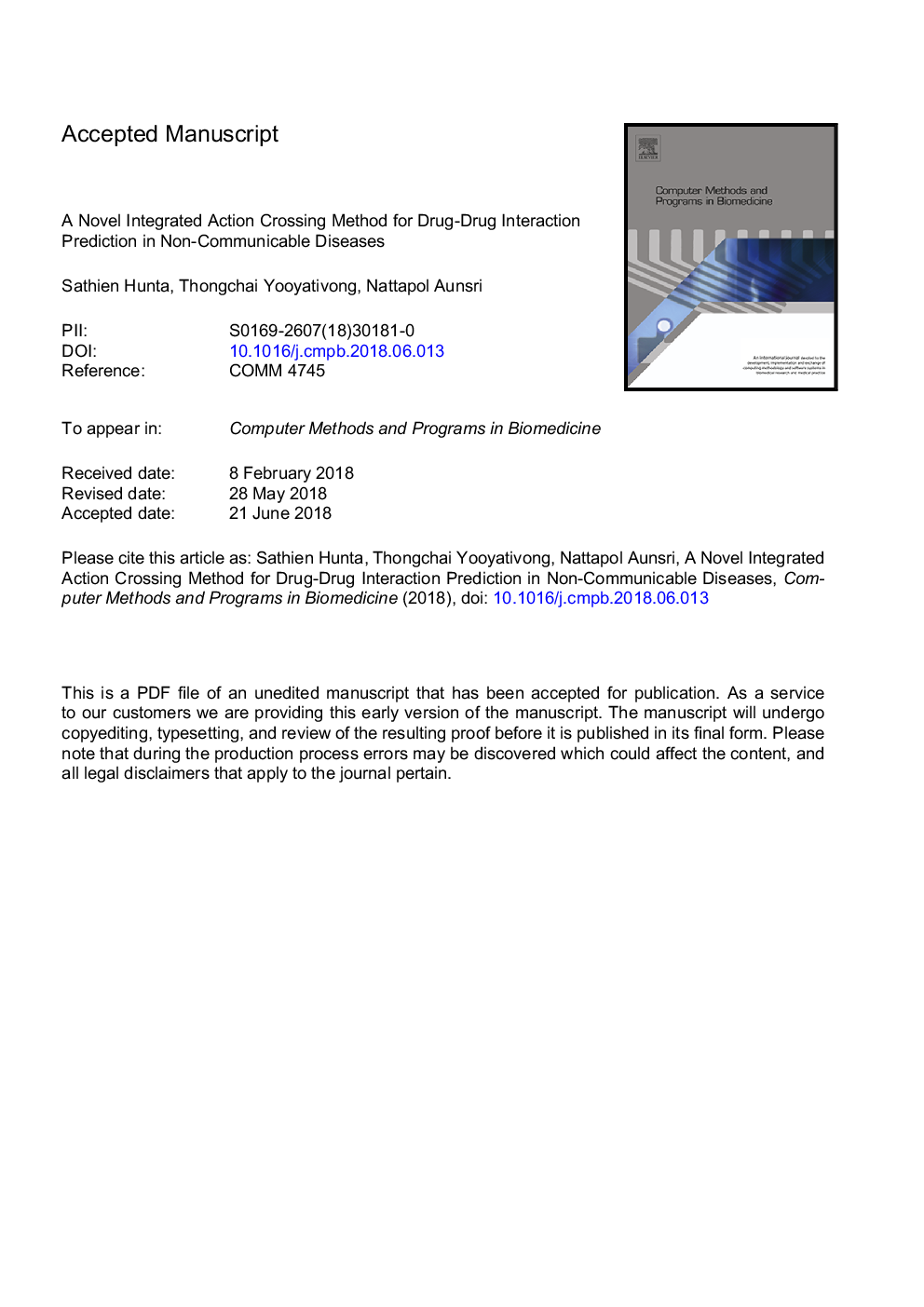 A novel integrated action crossing method for drug-drug interaction prediction in non-communicable diseases